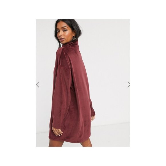 ASOS Micha Lounge Brushed Funnel Neck Jumper Dress Red Brown Size US XS NWT  $ - Picture 5 of 5